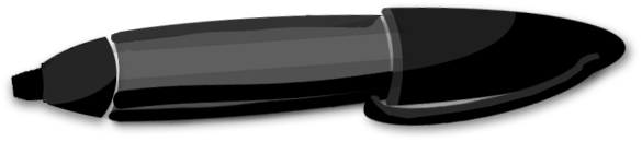 A sketch of a black large-nib marker.
