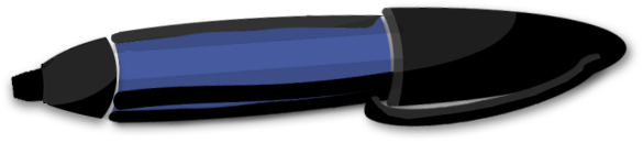 A sketch of a blue large-nib marker.