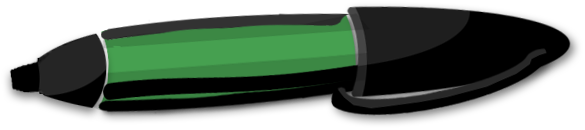A sketch of a green, large-nib marker.