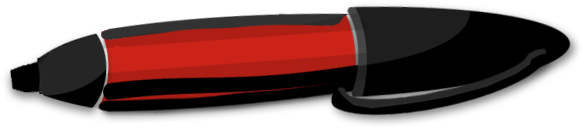 A sketch of a red large-nib marker.