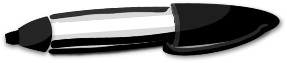 A sketch of a white large-nib marker.