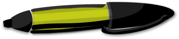 A sketch of a yellow large-nib marker.