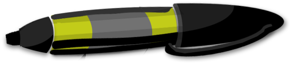 A sketch of a large-nib marker with yellow and grey colours.